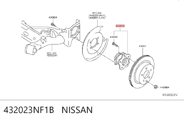 Piasta tylna 432023NF1B Nissan/Infiniti