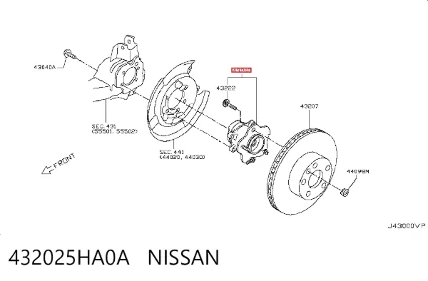 Piasta tylna 432025HA0A Nissan/Infiniti