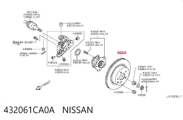 Tarcza hamulcowa tylna 432061CA0A Nissan/Infiniti