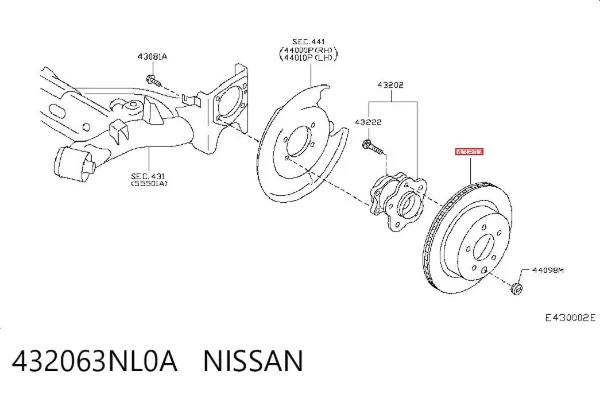 Tarcza hamulcowa tylna 432063NL0A Nissan/Infiniti