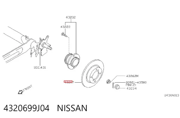Tarcza hamulcowa tylna 4320699J04 Nissan/Infiniti