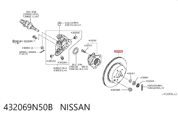 Tarcza hamulcowa tylna 432069N50B Nissan/Infiniti