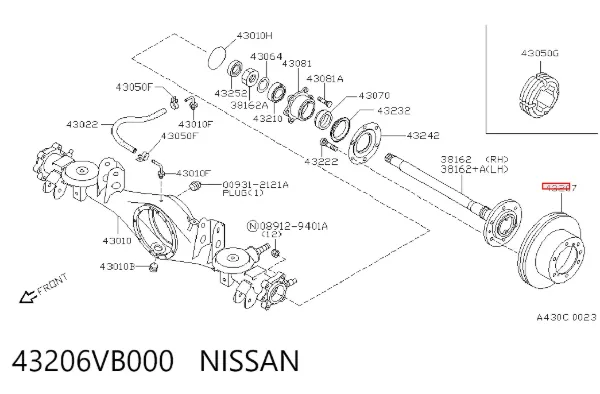 Tarcza hamulcowa tylna 43206VB000 Nissan/Infiniti
