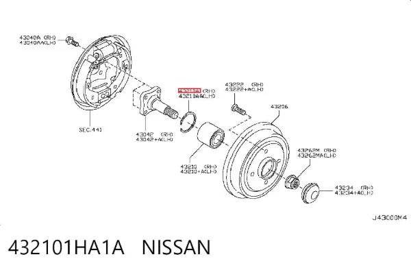 Lożysko piasty tylnej 432101HA1A Nissan/Infiniti