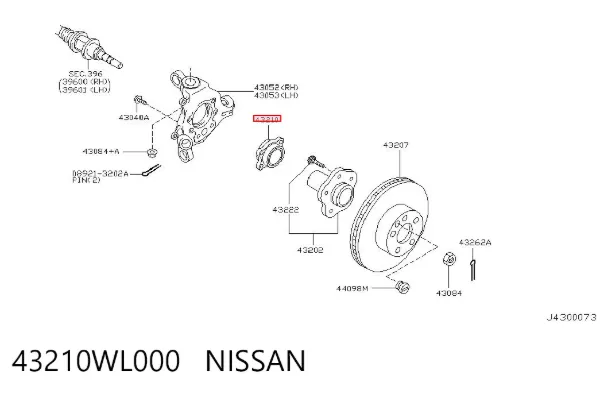 Lożysko piasty tylnej 43210WL000 Nissan/Infiniti