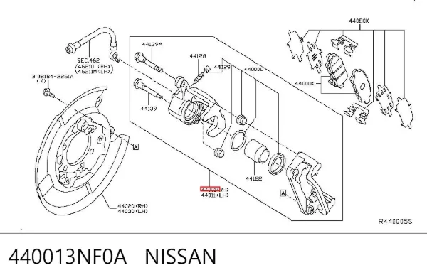 Zacisk hamulcowy tylny prawy Nissan LEAF I