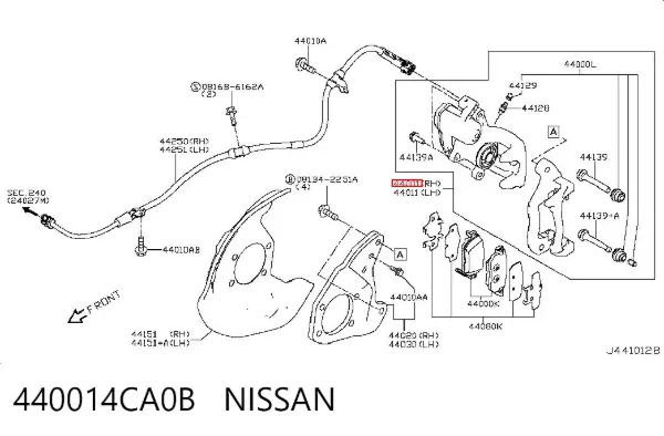 Zacisk hamulcowy tylny prawy 440014CA0B Nissan/Infiniti