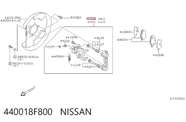 Zacisk hamulcowy tylny prawy 440018F800 Nissan/Infiniti