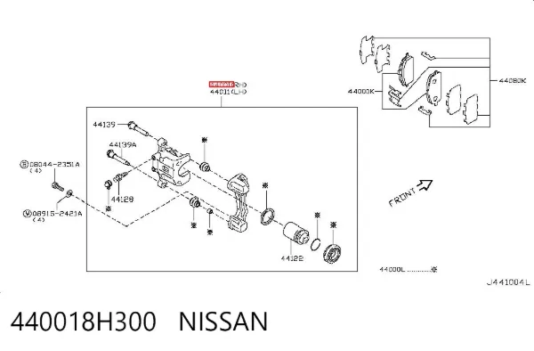 Zacisk hamulcowy tylny prawy 440018H300 Nissan/Infiniti