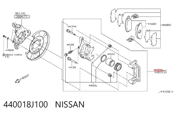 Zacisk hamulcowy tylny prawy Nissan Teana J31