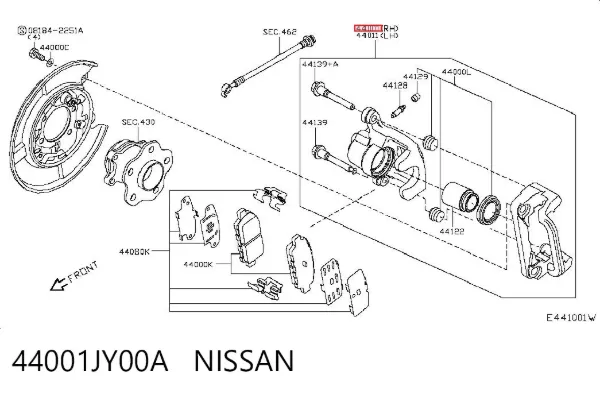 Zacisk hamulcowy tylny prawy 44001JY00A Nissan/Infiniti