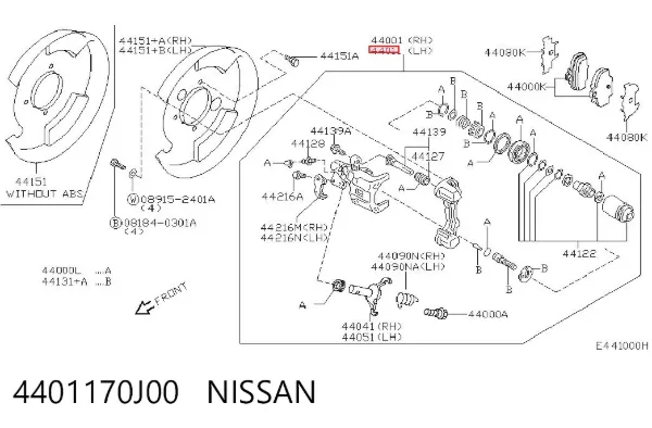 Zacisk hamulcowy tylny lewy 4401170J00 Nissan/Infiniti