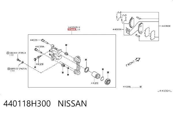 Zacisk hamulcowy tylny lewy 440118H300 Nissan/Infiniti