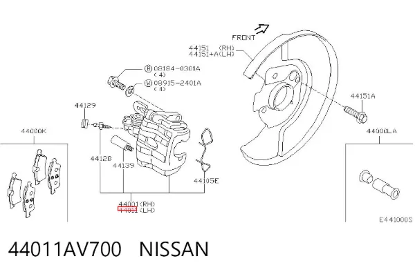 Zacisk hamulcowy tylny lewy 44011AV700 Nissan/Infiniti