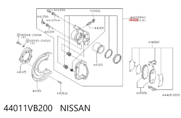 Zacisk hamulcowy tylny lewy 44011VB200 Nissan/Infiniti