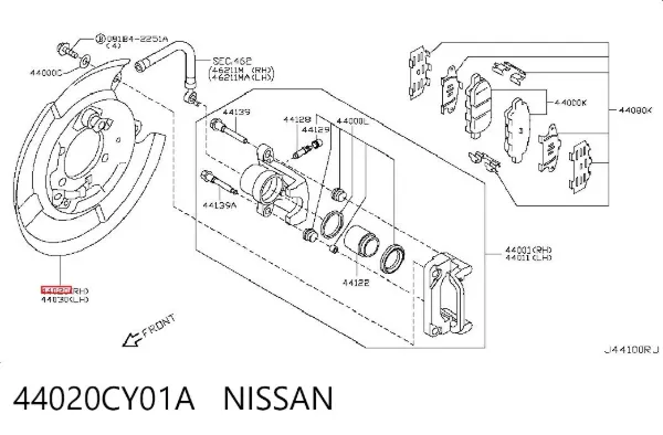 Osłona tarczy hamulcowej tylnej prawa 44020CY01A Nissan/Infiniti