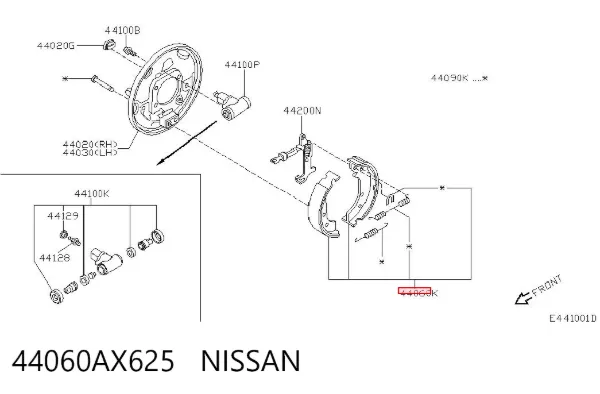 Klocki hamulcowe tylne bębnowe 44060AX625 Nissan/Infiniti