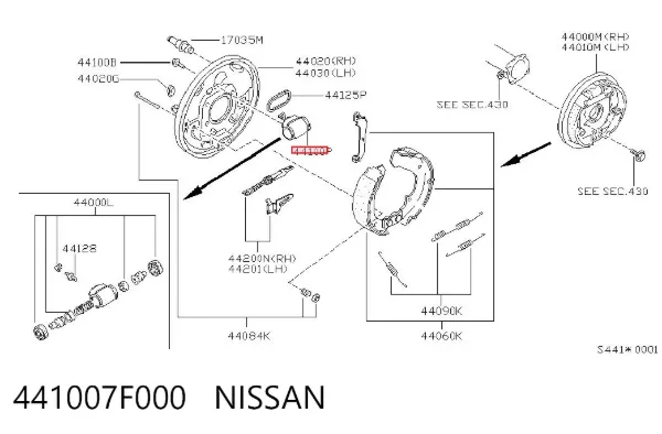 Cylinder hamulcowy roboczy tylny 441007F000 Nissan/Infiniti