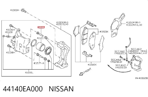 Prowadnica zacisku przedniego 44140EA000 Nissan/Infiniti