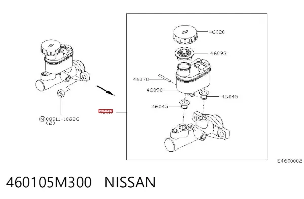Główny cylinder hamulców 460105M300 Nissan/Infiniti