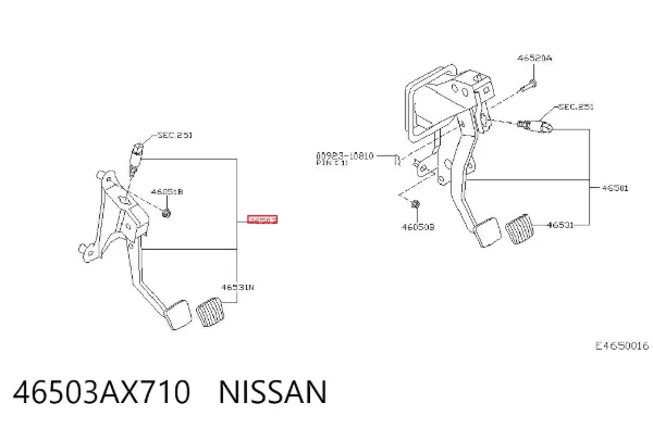 Pedał sprzęgła 46503AX710 Nissan/Infiniti