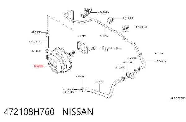 Wzmacniacz próżniowy hamulców Nissan X-Trail T30