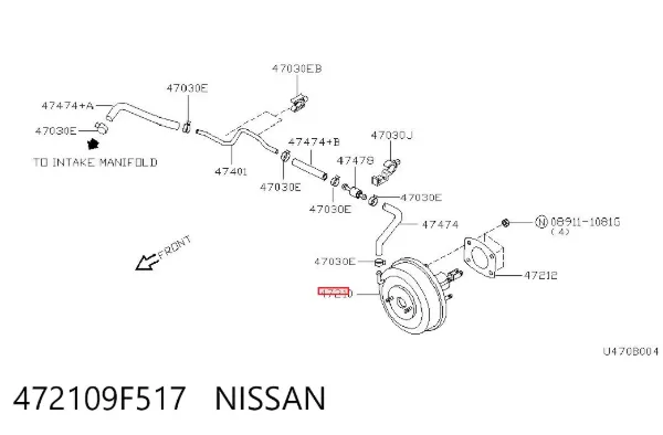 Wzmacniacz próżniowy hamulców Nissan Primera P11