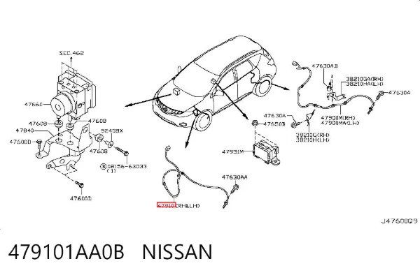 Czujnik ABS przedni 479101AA0B Nissan/Infiniti