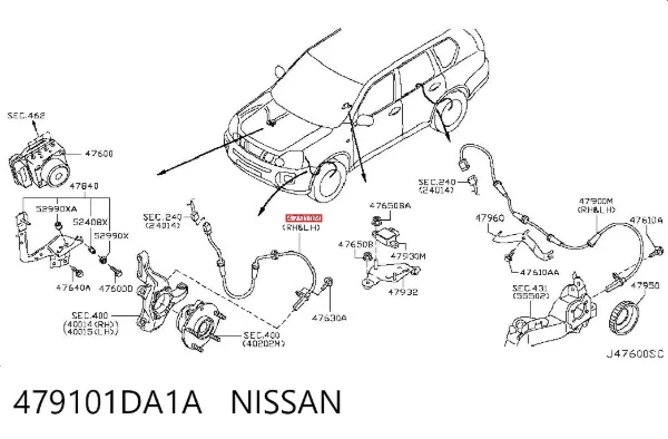 Czujnik ABS przedni 479101DA1A Nissan/Infiniti