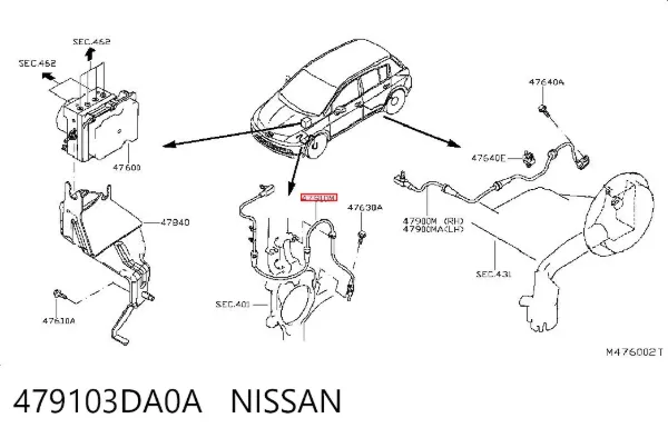 Czujnik ABS przedni 479103DA0A Nissan/Infiniti