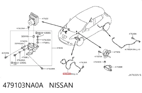 Czujnik ABS przedni 479103NA0A Nissan/Infiniti