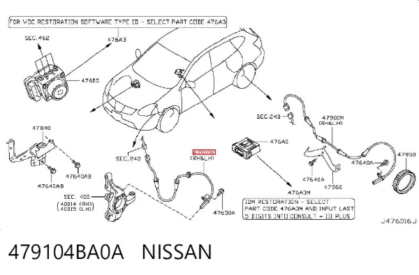 Czujnik ABS przedni 479104BA0A Nissan/Infiniti
