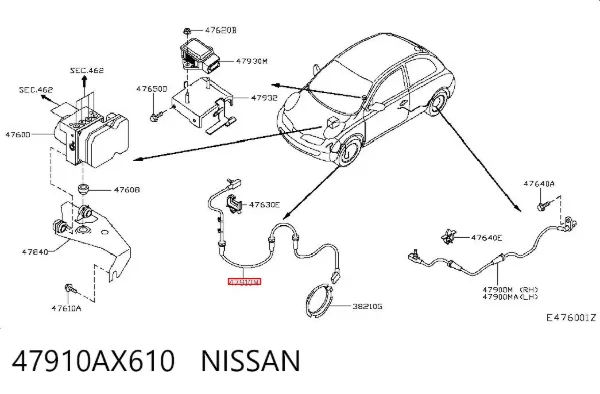 Czujnik ABS przedni 47910AX610 Nissan/Infiniti