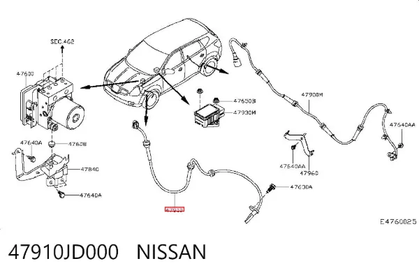 Czujnik ABS przedni 47910JD000 Nissan/Infiniti