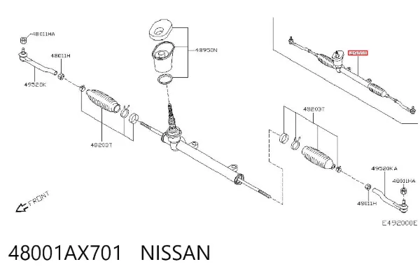 Listwa kierownicza (maglownica) 48001AX701 Nissan/Infiniti