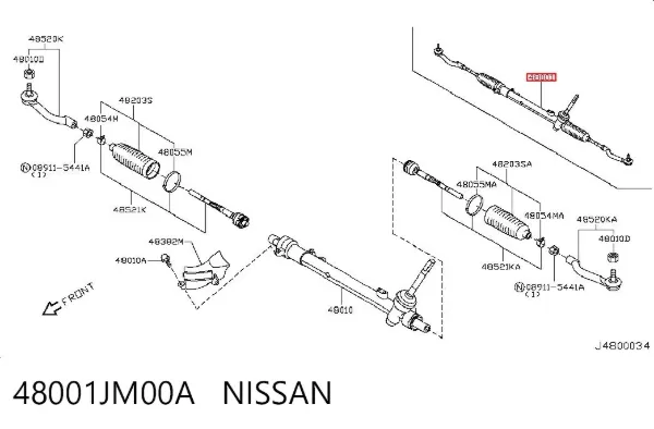 Listwa kierownicza (maglownica) 48001JM00A Nissan/Infiniti
