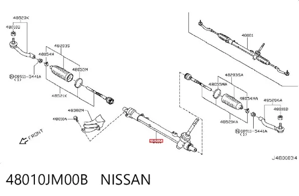 Listwa kierownicza (maglownica) 48010JM00B Nissan/Infiniti