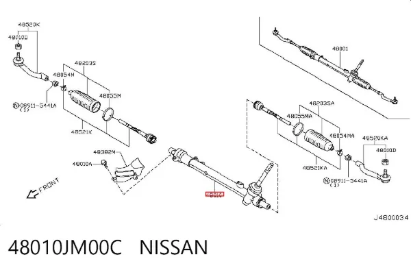 Listwa kierownicza (maglownica) 48010JM00C Nissan/Infiniti