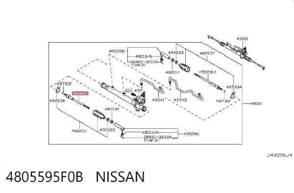 Drążek kierowniczy 4805595F0B Nissan/Infiniti