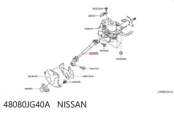 Wał kolumny kierowniczej dolny 48080JG40A Nissan/Infiniti