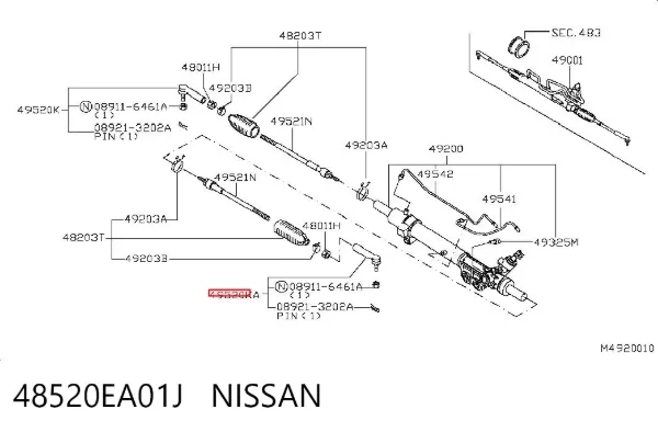 Końcówka drążka kierowniczego zewnętrzna 48520EA01J Nissan/Infiniti