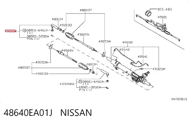 Końcówka drążka kierowniczego zewnętrzna 48640EA01J Nissan/Infiniti