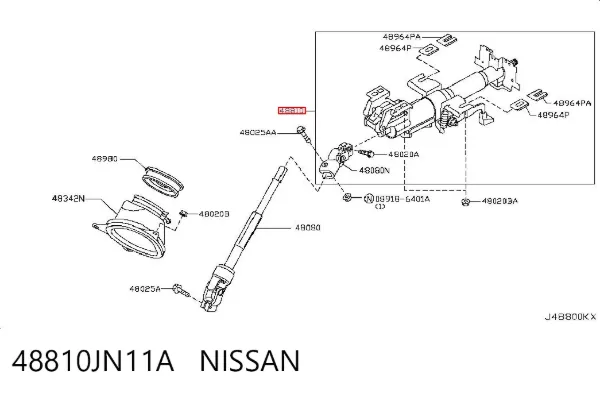 Kolumna (wał) kierownicza (kierownicy) Nissan Teana J32