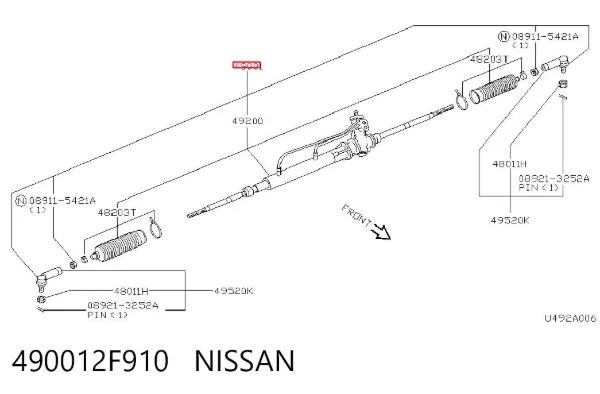 Listwa kierownicza (maglownica) 490012F910 Nissan/Infiniti