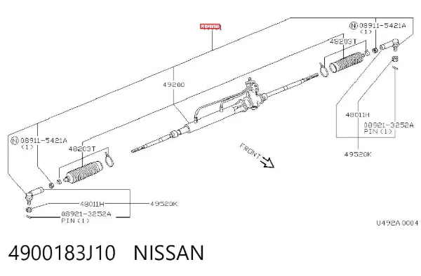 Listwa kierownicza (maglownica) 4900183J10 Nissan/Infiniti
