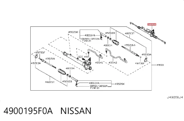 Listwa kierownicza (maglownica) 4900195F0A Nissan/Infiniti