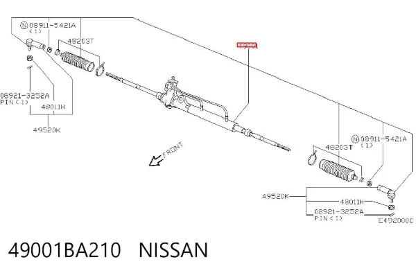 Listwa kierownicza (maglownica) 49001BA210 Nissan/Infiniti