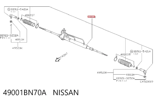 Listwa kierownicza (maglownica) 49001BN70A Nissan/Infiniti