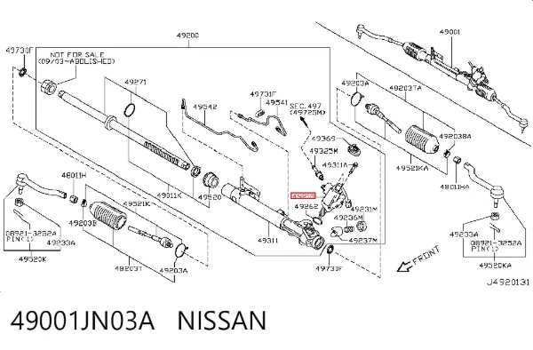 Listwa kierownicza (maglownica) 49001JN03A Nissan/Infiniti