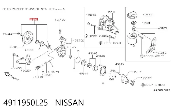 Zestaw naprawczy pompy wspomagania hydraulicznego Nissan Primera P11